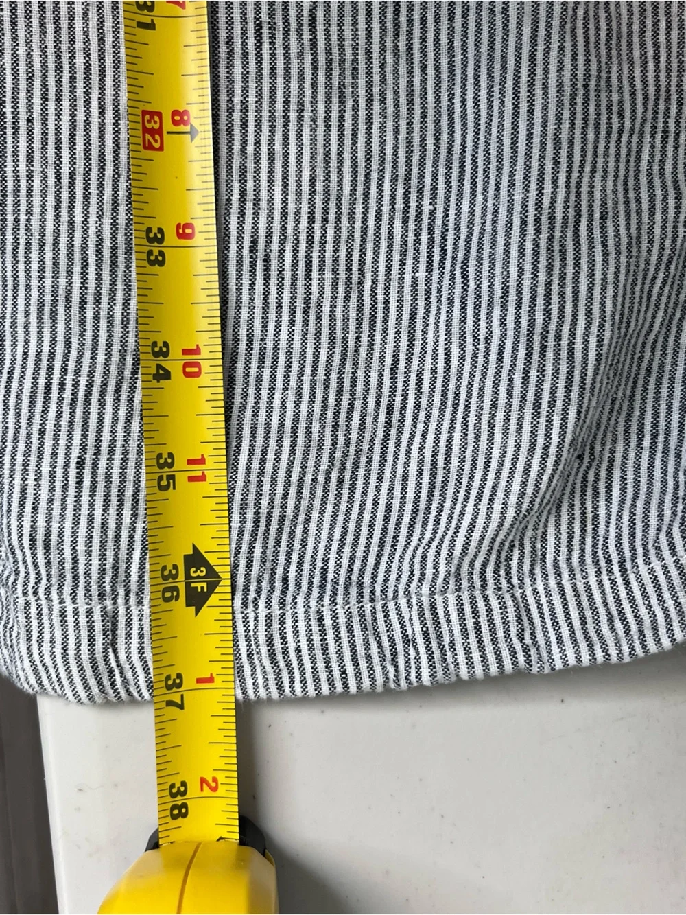 Tahari Sz 2X V-Neck Short-Sleeve 100% Linen Striped Coastal Minimalist Dress - Picture 9 of 10